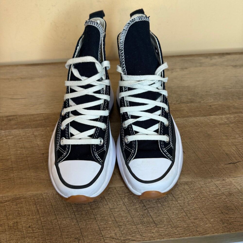 Converse Run Star Hike High Top Platform Sneakers Black White womens 4.5 shoes - Picture 5 of 8